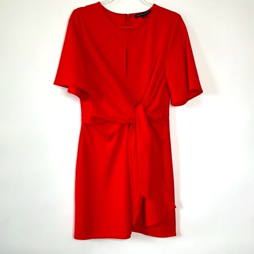 BOSTON PROPER‎ Short Sleeve Keyhole Faux tie Waist Wrap Style Dress Sz 10